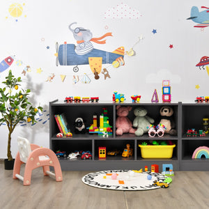 Libreria a 5 cubi per bambini e organizer giocattoli-Scaffale legno con 5 scompartimenti per stanza Grigio scuro