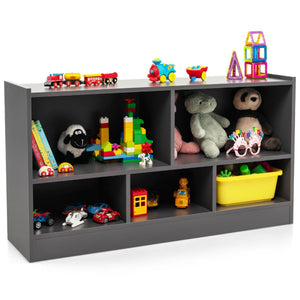 Libreria a 5 cubi per bambini e organizer giocattoli-Scaffale legno con 5 scompartimenti per stanza Grigio scuro