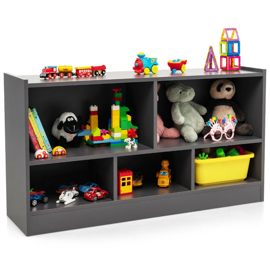 Libreria a 5 cubi per bambini e organizer giocattoli-Scaffale legno con 5 scompartimenti per stanza Grigio scuro