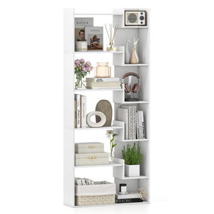 Libreria a 6 ripiani scaffale in legno con 2 kit anti-ribaltamento-Scaffale aperto per esposizione unit¨¤ Bianco