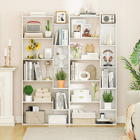 Libreria a 6 ripiani scaffale in legno con 2 kit anti-ribaltamento-Scaffale aperto per esposizione unit¨¤ Bianco