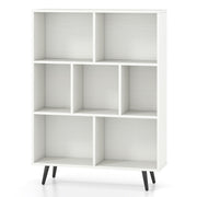 Organizzatore di stoccaggio moderno con 4 gambe di metallo affusolate, Libreria a 7 cubi studio camera da letto Bianco-Librerie