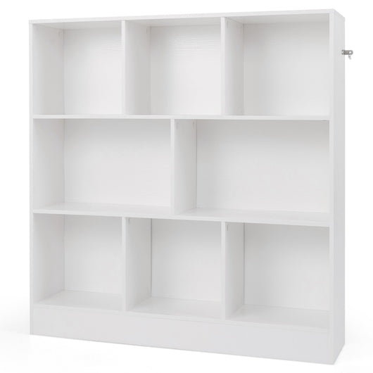 Libreria a 8 cubi con 2 kit anti-ribaltamento-Organizzatore di stoccaggio a 3 ripiani in legno alto 104cm Bianco