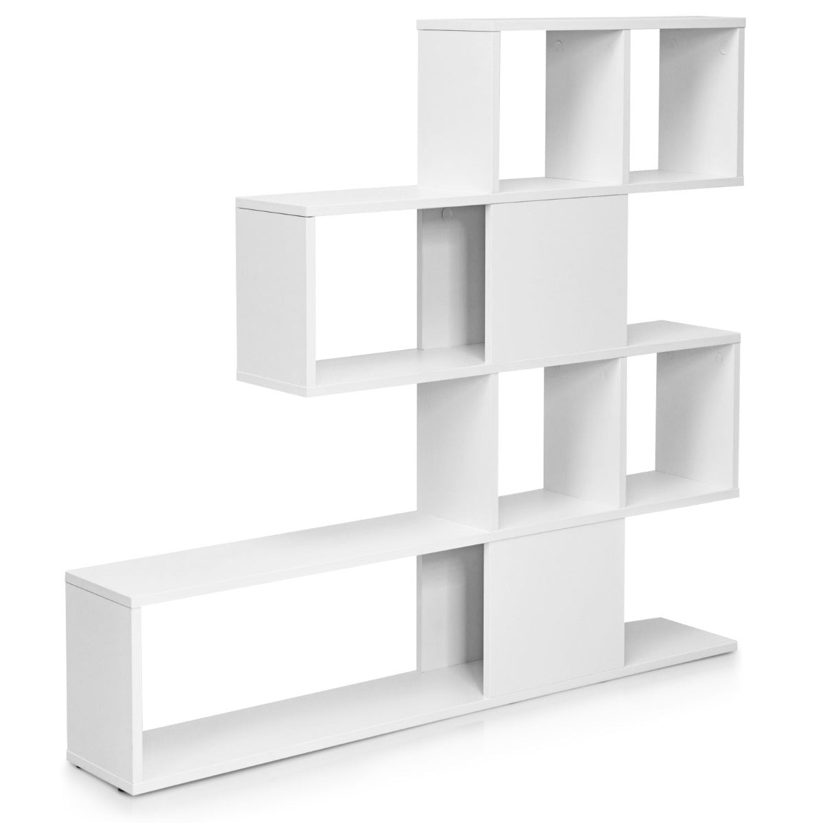 Libreria a forma di scala a 5 livelli con ante-Scaffale decorativo in legno per il soggiorno e l¡¯ufficio Bianco