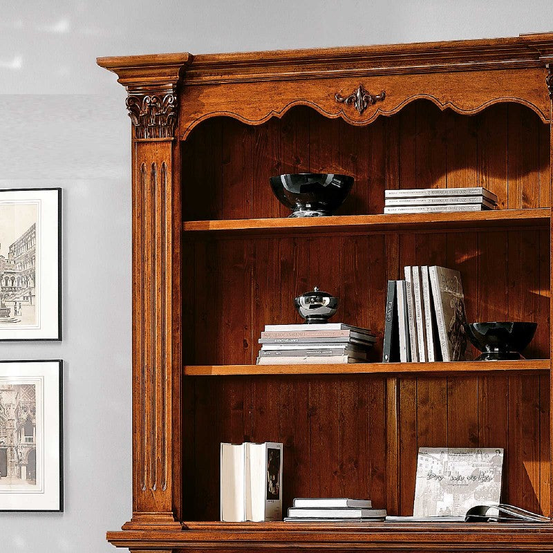 Libreria 2 porte in legno massello tinta noce l.164 x p.53 h.225