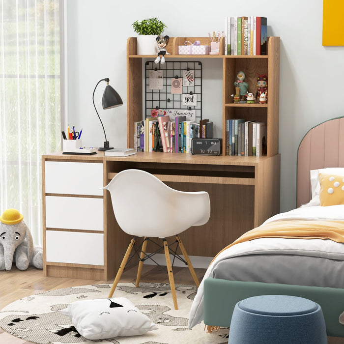 Libreria da scrivania con 4 ripiani e scomparto aperto-Scaffale a 3 livelli da tavolo multiuso Naturale