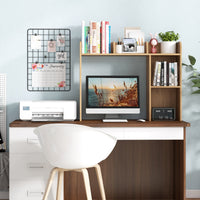 Libreria da scrivania con 4 ripiani e scomparto aperto-Scaffale a 3 livelli da tavolo multiuso Naturale