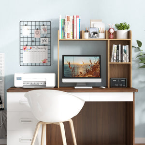 Libreria da scrivania con 4 ripiani e scomparto aperto-Scaffale a 3 livelli da tavolo multiuso Naturale