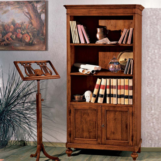 Libreria 3 vani a giorno 2 porte legno massello l.100 p.40 h.194 (1519) - Mobili 2G