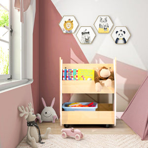 Set tavolo con 2 sedie per bambini in legno e libreria in legno per bambini-Set di 3 pezzi mobili per bimbi e scaffale di stoccaggio