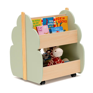 Libreria in legno per bambini con organizzatore di libri-Scaffale di stoccaggio a 2 livelli 52x46x62,5cm Verde