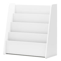 Libreria per bambini a 4 ripiani con scomparti profondi-Libreria con esposizione frontale e porta riviste per camere e sale Bianco