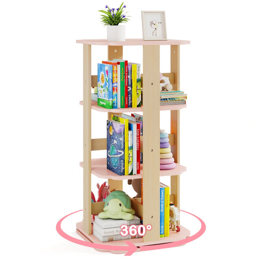 Scaffale per libri per bambini a 3 livelli con 12 scomparti-Libreria rotante per stanza dei bambini Rosa