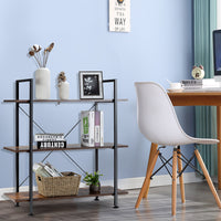 Libreria stile industriale con struttura in metallo-Scaffale multiuso con 3 ripiani per piante e fiori Marrone