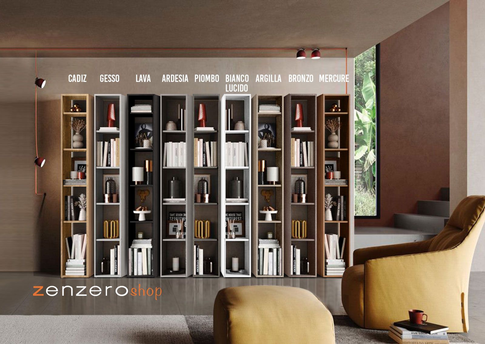 Colonna Libreria a terra, finitura Lava, ZLCINFNPENEW116