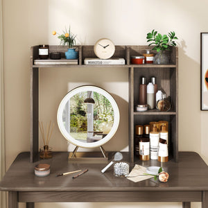 Libreria da scrivania con 4 ripiani e scomparto aperto-Scaffale a 3 livelli da tavolo multiuso Grigio