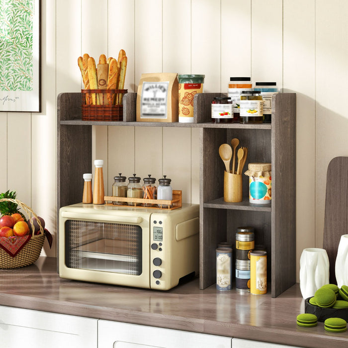 Libreria da scrivania con 4 ripiani e scomparto aperto-Scaffale a 3 livelli da tavolo multiuso Grigio