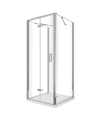 Box cabina doccia a 3 lati con apertura a libro pieghevole a pacchetto H.190 cromo trasparente anticalcare misure  65-67,5 fisse + Porta 58,8-60,8