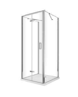 Box cabina doccia a 3 lati con apertura a libro pieghevole a pacchetto H.190 cromo trasparente anticalcare misure  67,5-70 fisse + Porta 83,8-85,8