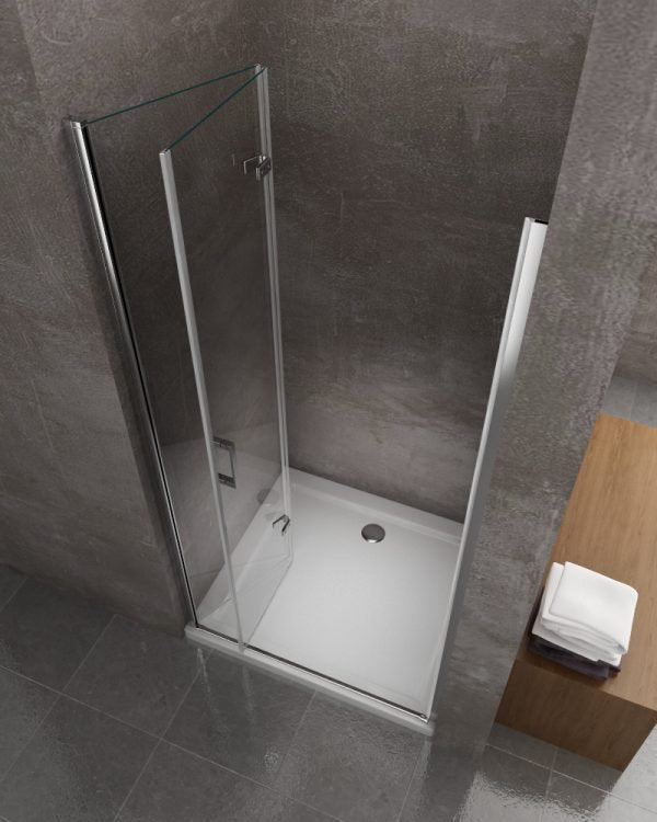 Porta box doccia con apertura a libro pieghevole a soffietto per installazione in nicchia H 190 cromo trasparente anticalcare misura 88-91,5