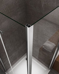 Box doccia apertura a libro soffietto pieghevole con parete fissa laterale h 190 cromo trasparente Fisso 65-67,5 - Porta 92,5-95