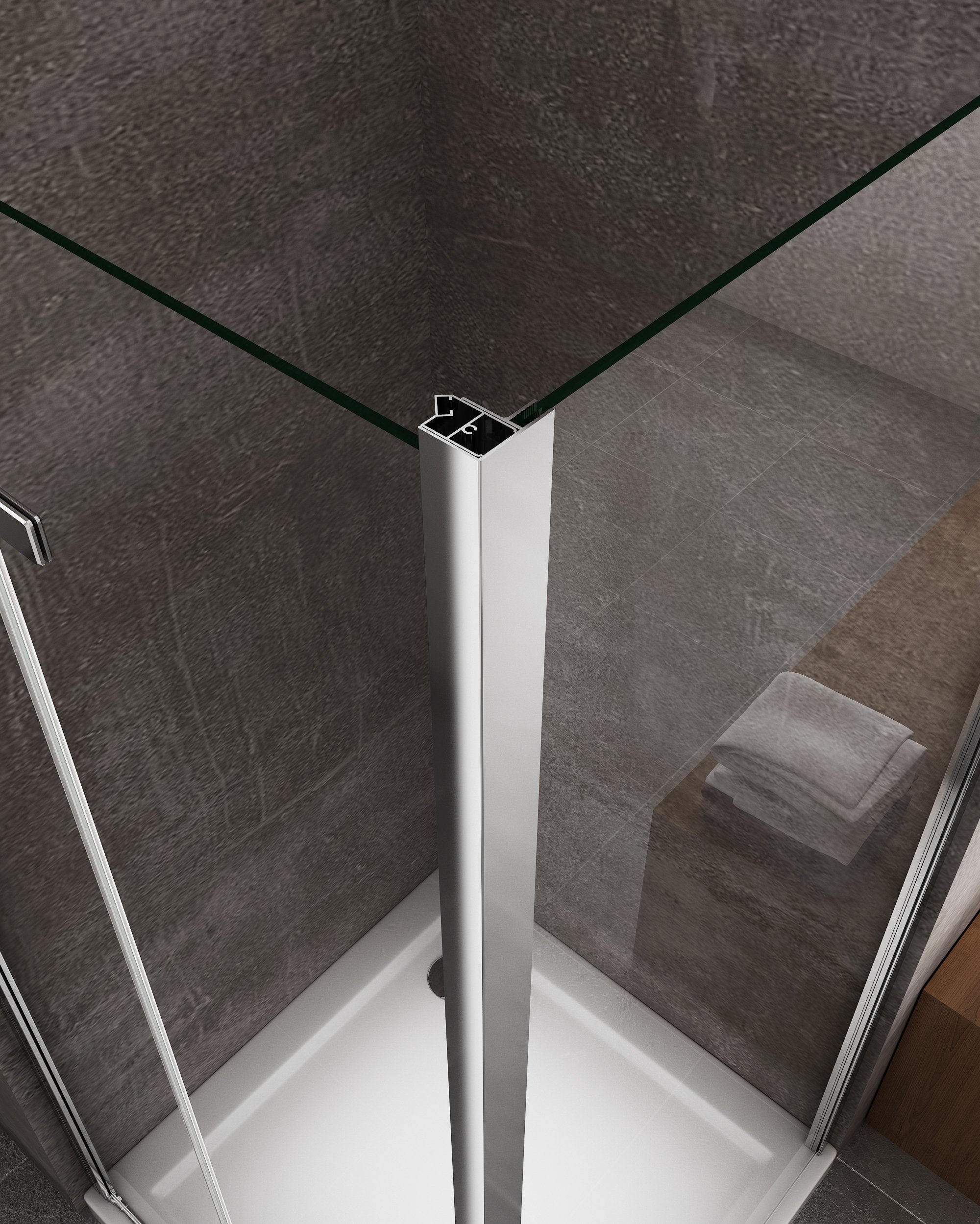 Box doccia apertura a libro soffietto pieghevole con parete fissa laterale h 190 cromo trasparente Fisso 65-67,5 - Porta 82,5-85