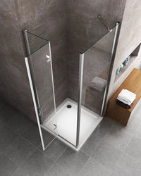 Box doccia apertura a libro soffietto pieghevole con parete fissa laterale h 190 cromo trasparente Fisso 62,5-65 - Porta 77,5-80