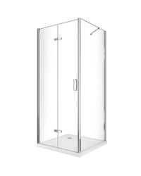 Box doccia apertura a libro soffietto pieghevole con parete fissa laterale h 190 cromo trasparente Fisso 77,5-80 - Porta 67,5-70