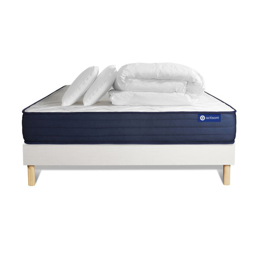 Pacchetto letto completo - Materasso 200x200cm + Box spring con doghe (kit) + 2 cuscini + Piumino - Actimemo Life