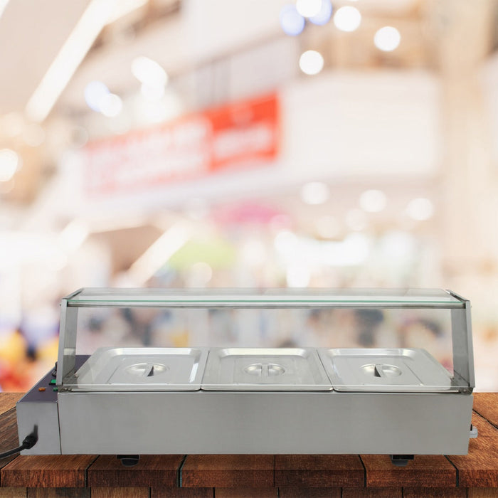 Espositore a Bagnomaria con 3 Vaschette per Ristoranti, Catering, Takeaway e Bar