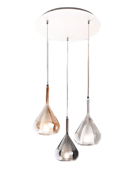 Lampadario a sospensione Lila a Led in metallo e vetro borosilicato 3481-47-297 Fabas Luce