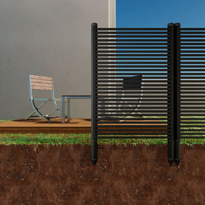 Linea - Pannello Frangivista Separè da Esterno 90,5x193 cm in Metallo e Resina Nero