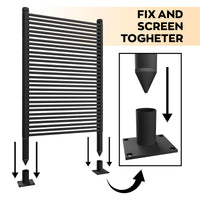 Linea - Pannello Frangivista Separè da Esterno 90,5x193 cm in Metallo e Resina Nero