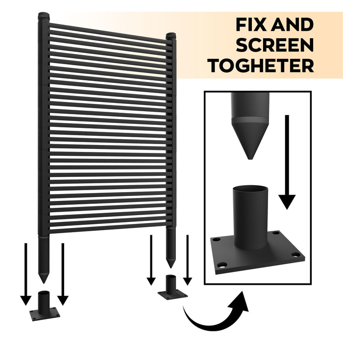 Linea - Pannello Frangivista Separè da Esterno 90,5x193 cm in Metallo e Resina Nero