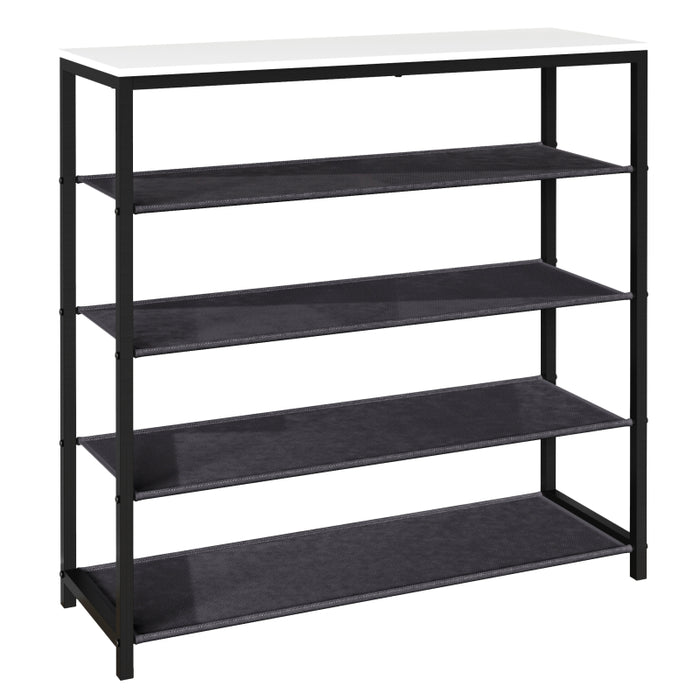 Linea Ferro Scarpiera H87 L90 P30 cm Porta Scarpe in Metallo Salvaspazio con Ripiani Stabili Colore Bianco