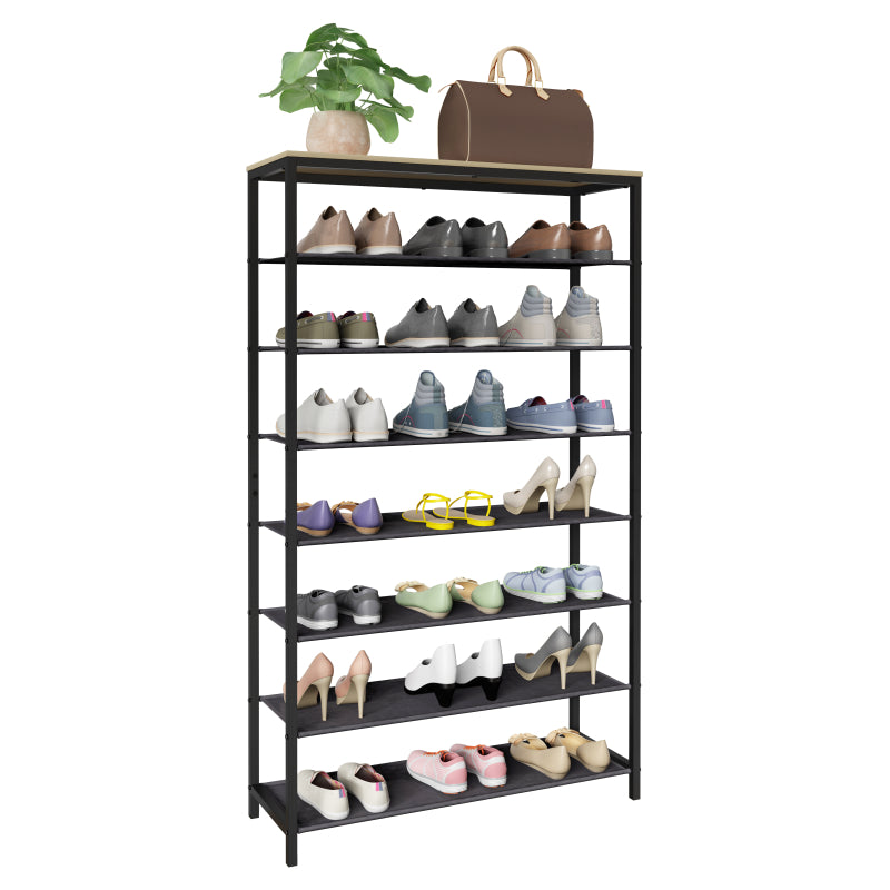 Linea Ferro Scarpiera H152 L90 P30 cm Porta Scarpe in Metallo Salvaspazio con Ripiani Regolabili Colore Noce