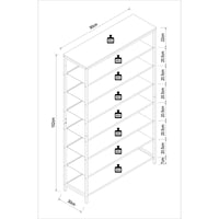 Linea Ferro Scarpiera H152 L90 P30 cm Porta Scarpe in Metallo Salvaspazio con Ripiani Regolabili Colore Noce