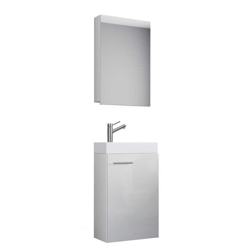 LineaViva Mobile Sospeso con lavabo in ceramica di alta qualità e mobile specchio, Bianco , lavabo Bianco