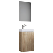 LineaViva Mobile Sospeso con lavabo in ceramica di alta qualità e specchio, Rovere Sonoma , lavabo Bianco