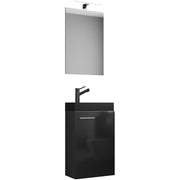 LineaViva di Ezooza Mobile Sospeso con lavabo in ceramica di alta qualità e specchio, Nero , lavabo Nero
