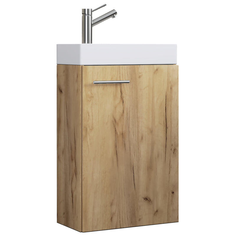 LineaViva di Ezooza Mobile Sospeso con lavabo in ceramica di alta qualità, Rovere miele , lavabo Bianco
