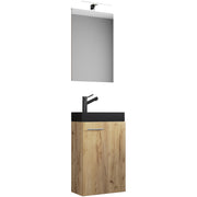 LineaViva di Ezooza Mobile Sospeso con lavabo in ceramica di alta qualità e specchio, Rovere miele , lavabo Nero