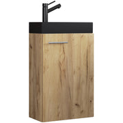 LineaViva di Ezooza Mobile Sospeso con lavabo in ceramica di alta qualità, Rovere miele , lavabo Nero