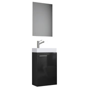 LineaViva Mobile Sospeso con lavabo in ceramica di alta qualità e specchio, Nero , lavabo Bianco