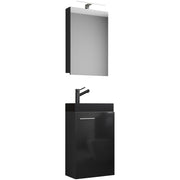 LineaViva di Ezooza Mobile Sospeso con lavabo in ceramica di alta qualità e mobile specchio, Nero , lavabo Nero