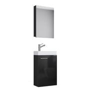LineaViva Mobile Sospeso con lavabo in ceramica di alta qualità e mobile specchio, Nero , lavabo Bianco