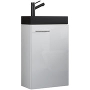 LineaViva di Ezooza Mobile Sospeso con lavabo in ceramica di alta qualità, Bianco , lavabo Nero
