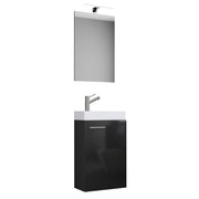 LineaViva di Ezooza Mobile Sospeso con lavabo in ceramica di alta qualità e specchio con luce a led, Nero , lavabo Bianco