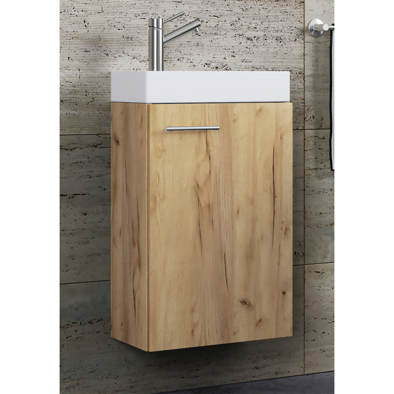LineaViva di Ezooza Mobile Sospeso con lavabo in ceramica di alta qualità, Rovere miele , lavabo Bianco