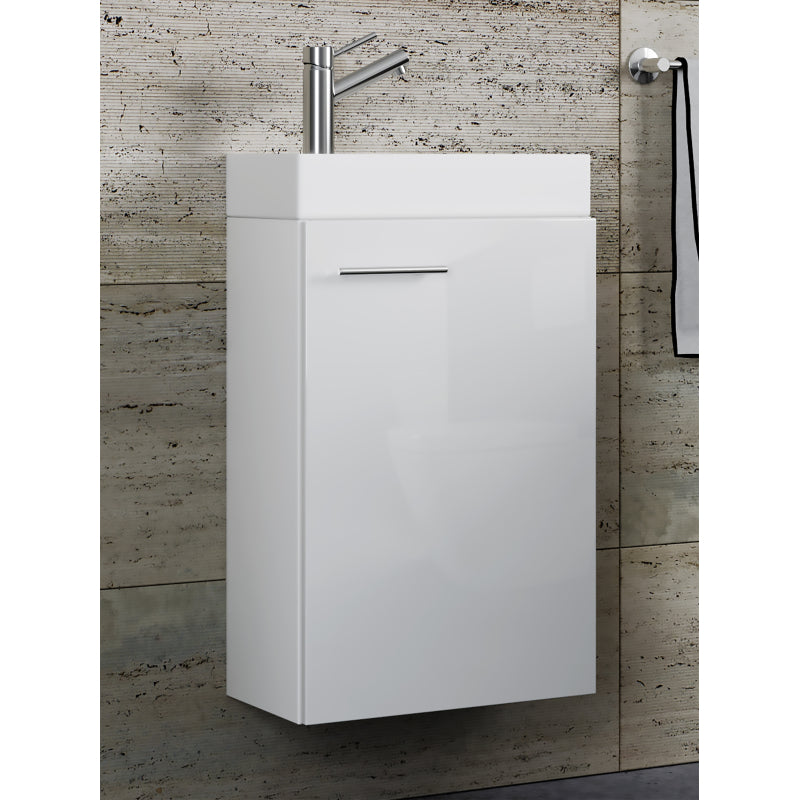 LineaViva di Ezooza Mobile Sospeso con lavabo in ceramica di alta qualità, Bianco , lavabo Bianco